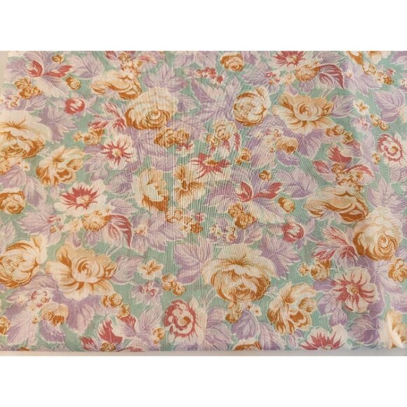 Vintage 1990s Floral Cotton Quilting Fabric Pastel Green & Purple Roses 2 yd cut - Picture 2 of 10